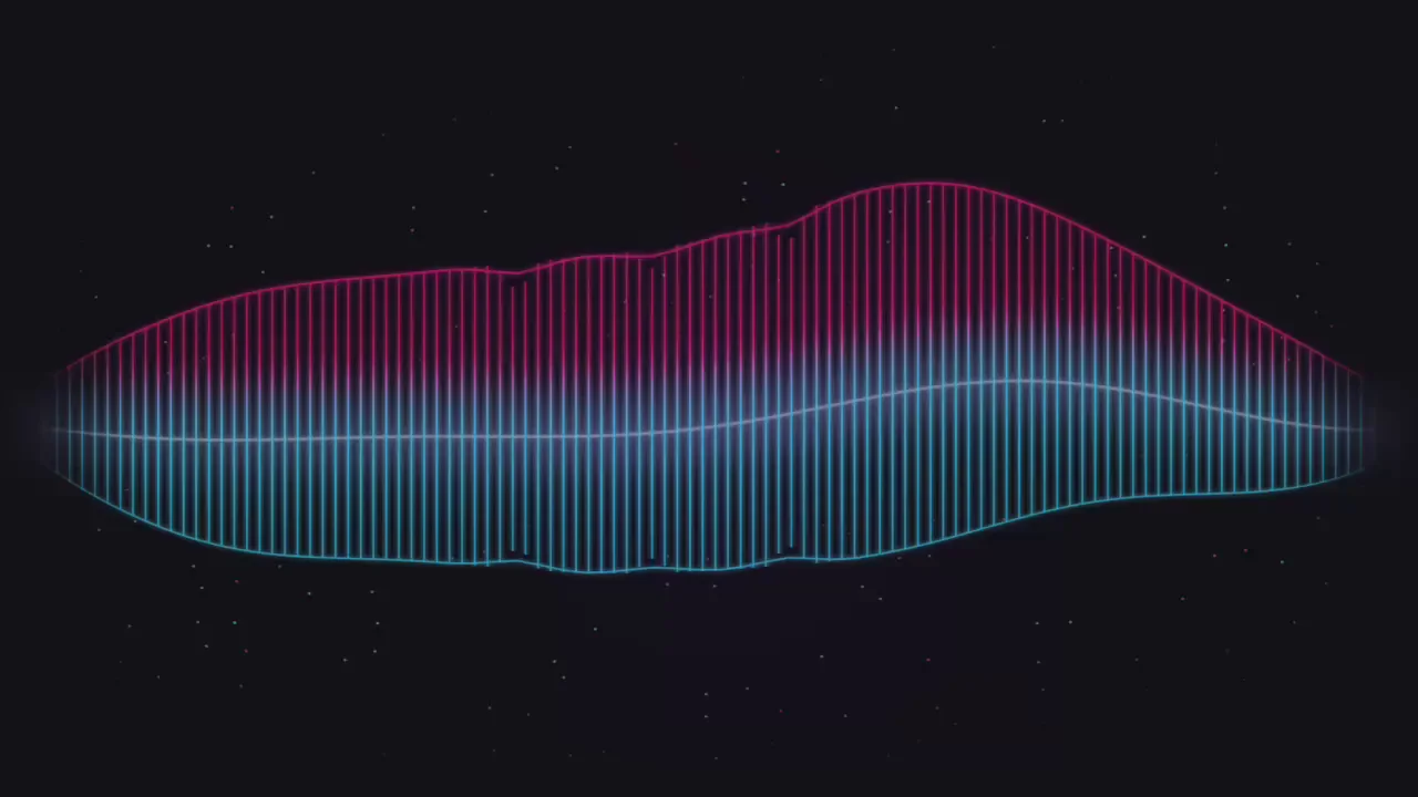 Iris Loop's Neon Current visualiser, a Metal shader answering the music