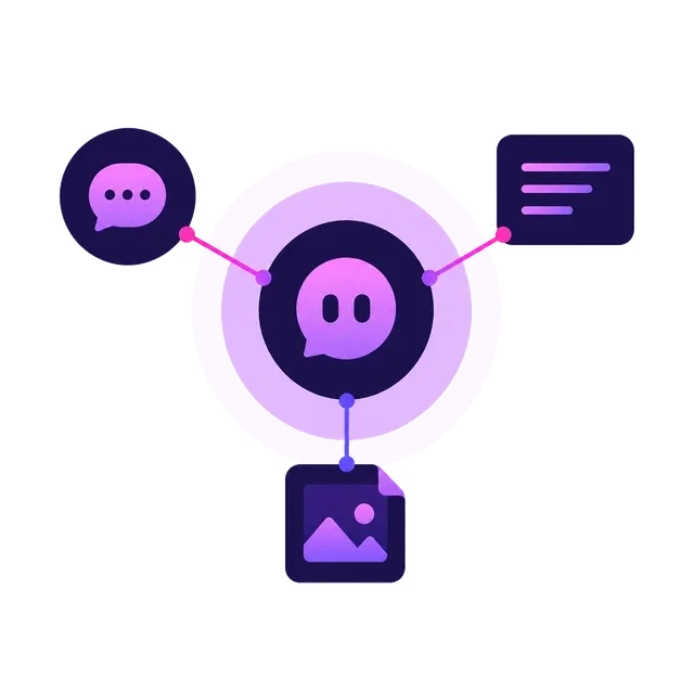 Otta illustration: Lucy, the AI collaborator, connected to notes and images