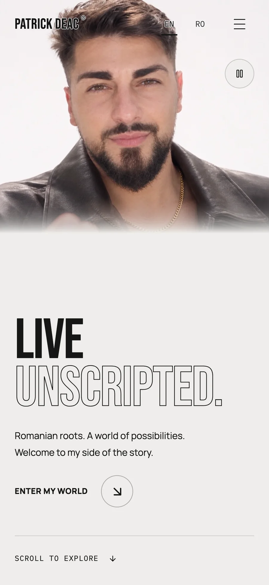 Patrick Deac's site on a phone: Live unscripted, over his film