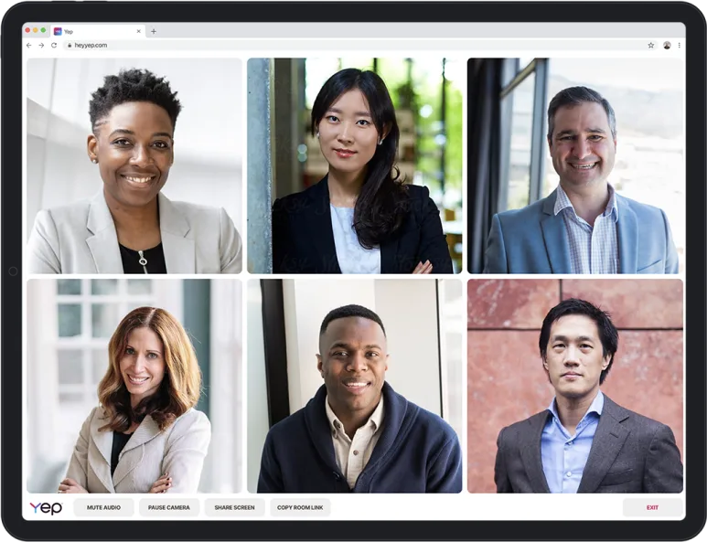Yep: six people in a video call, no login